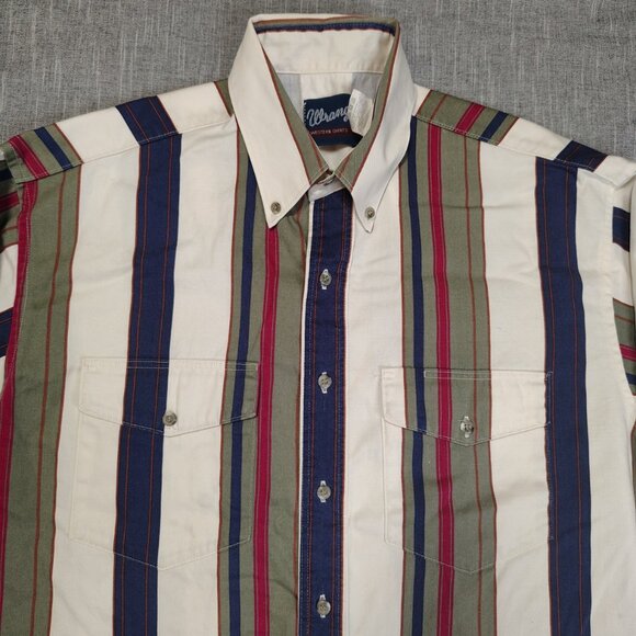 VINTAGE Wrangler Brushpopper Shirt Size Large 16.5 Striped Long Sleeve Western - Picture 3 of 12